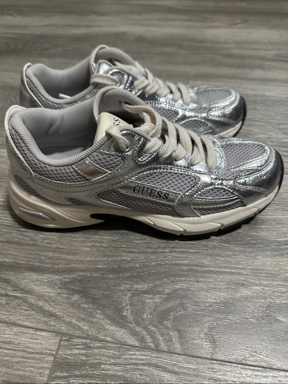 GUESS Metallic Silver Sneakers